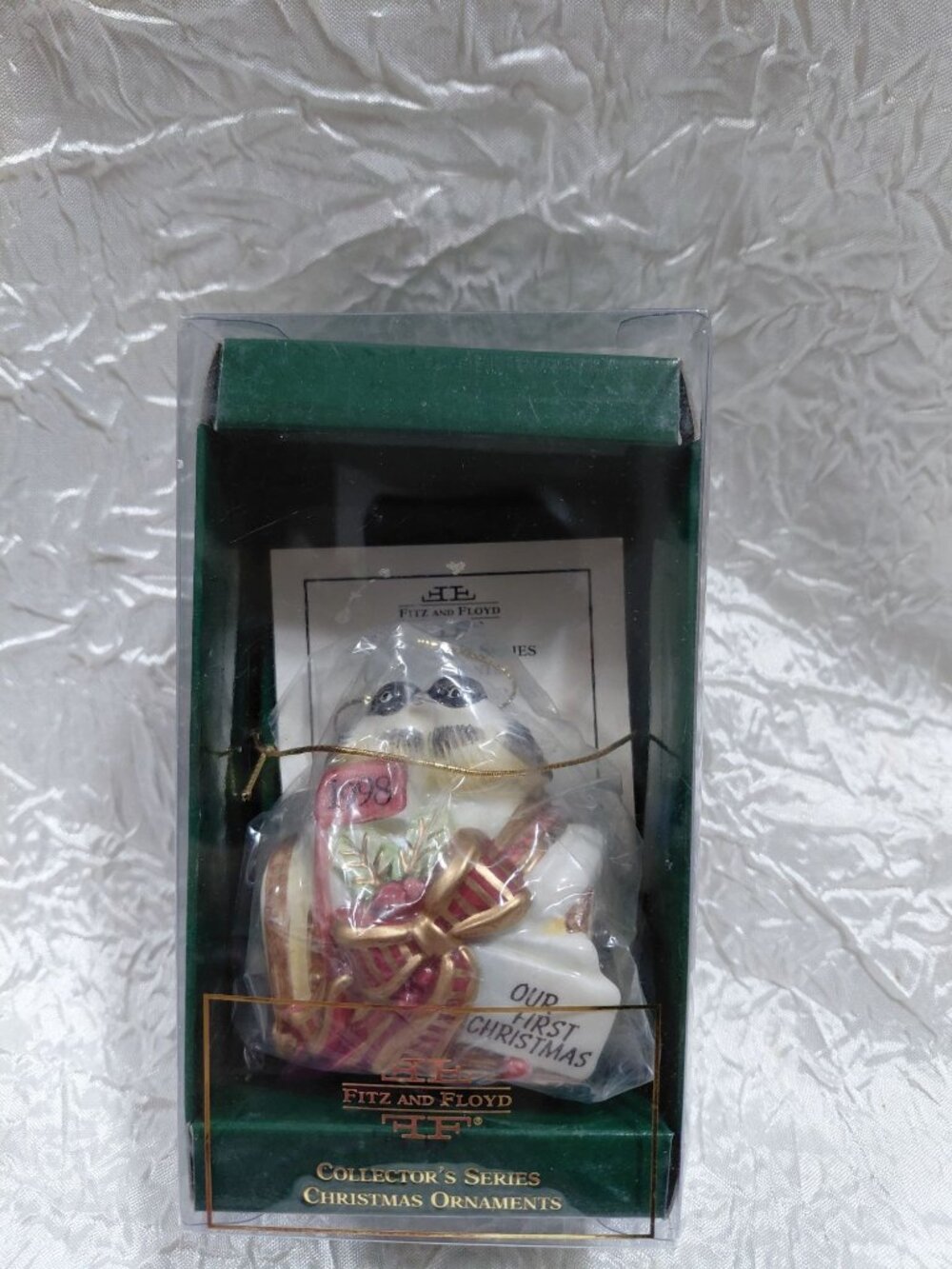 Fitz And Floyd 1998 Our First Christmas Hanging Ornament Collectors Series NOB